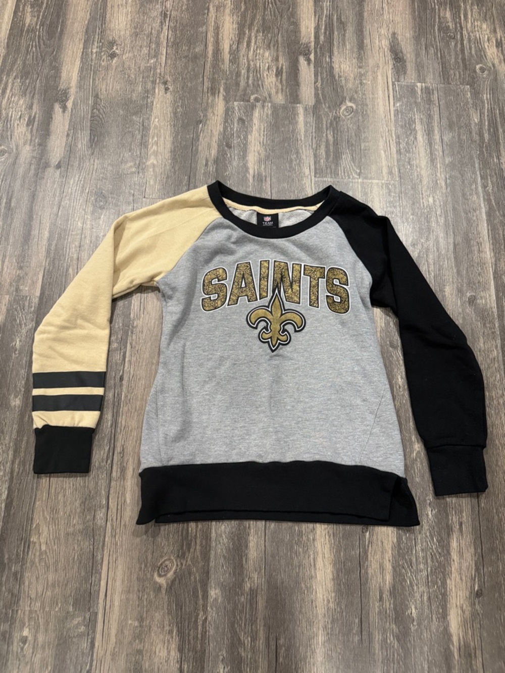 NFL New Orleans Saints Crewneck Pullover - Gray/Gold/Black